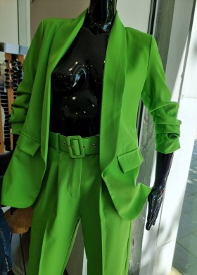 Панталон яркозелен с колан