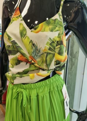 Панталон плисе яркозелен