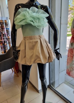 Пола къса балон бежова