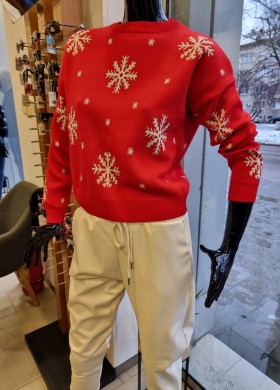 Пуловер червен SNOW