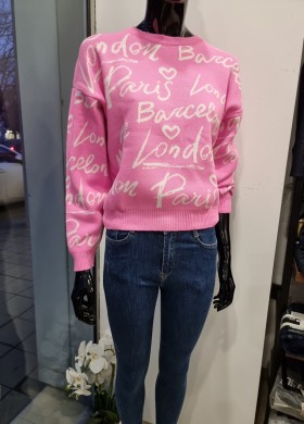 Пуловер яркорозов