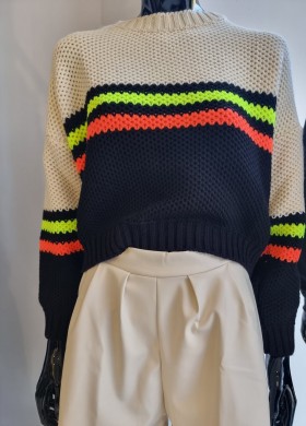 Пуловер с неонови ленти