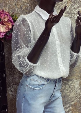 Риза бял тюл