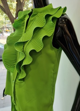 Риза с къдрички зелена