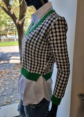 Риза с пуловер в едно пепит