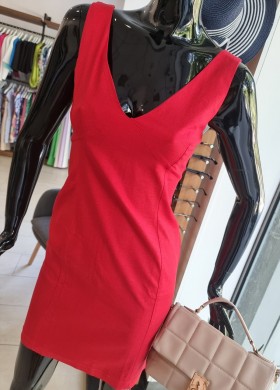 Рокля червена лен