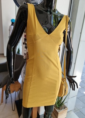 Рокля горчица лен