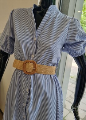 Рокля синьо райе