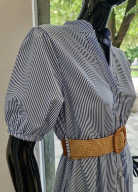 Рокля синьо райе