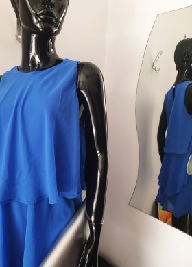 Рокля волани синя