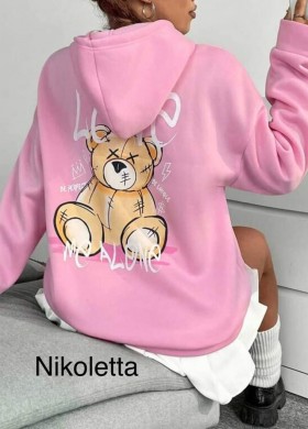 Розов суитшърт с Мече