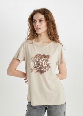 Тениска бежова SHINE