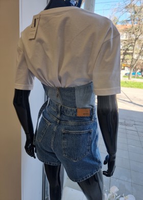 Тениска с дънково бюстие