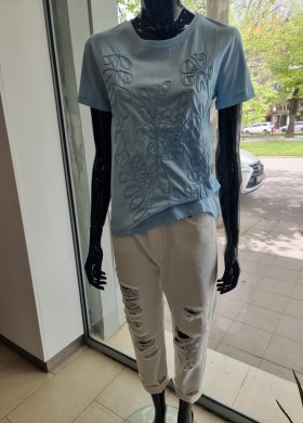 Тениска с листа в синьо