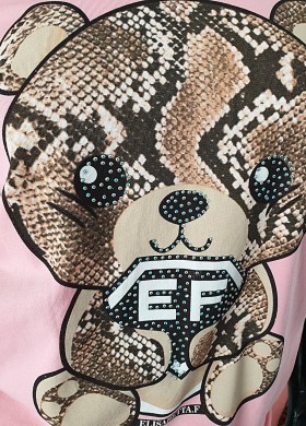 Тениска с мече розова