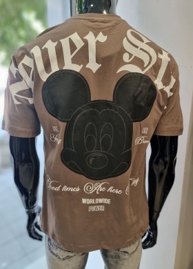 Тениска с Мики Маус кафява